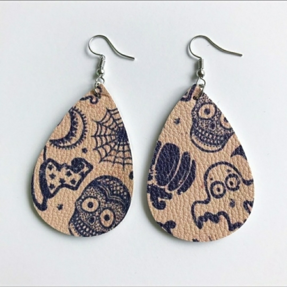 Halloween Tear Drop Earrings Skull/Web/Ghost